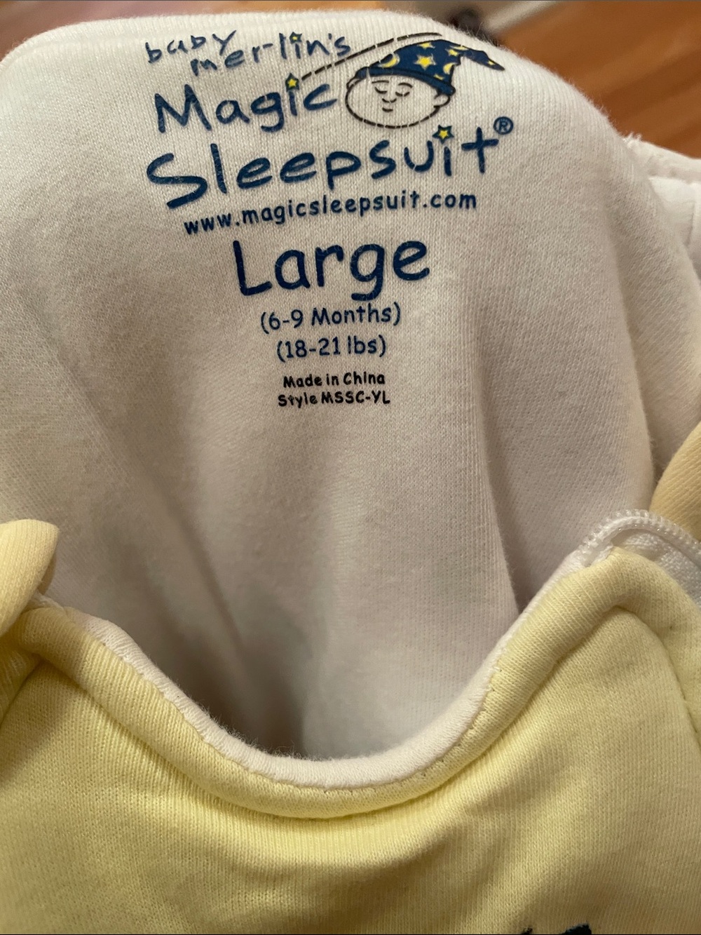 Baby Merlin's Magic Sleepsuit Large Infant Sleep Sack in Pale Yellow